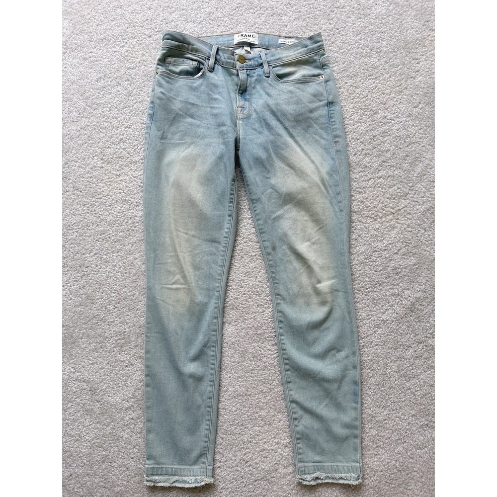 Frame Denim Le Skinny de Jeanne Crop Jeans JEROME Fringe Hem Size 28